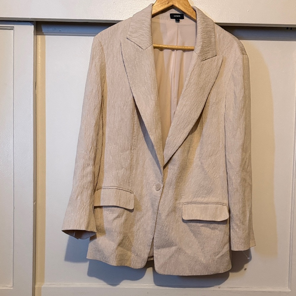 Express Cream Textured Blazer